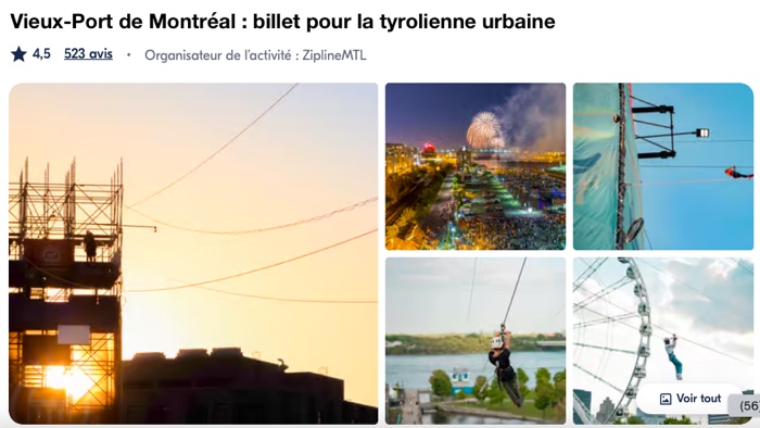 billet pour la tyrolienne urbaine du vieux port de Montréal