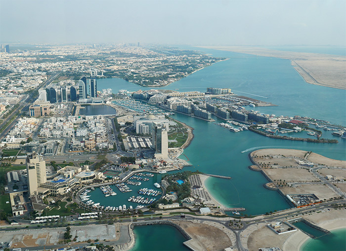 panoramic view etihad towers abou dabi